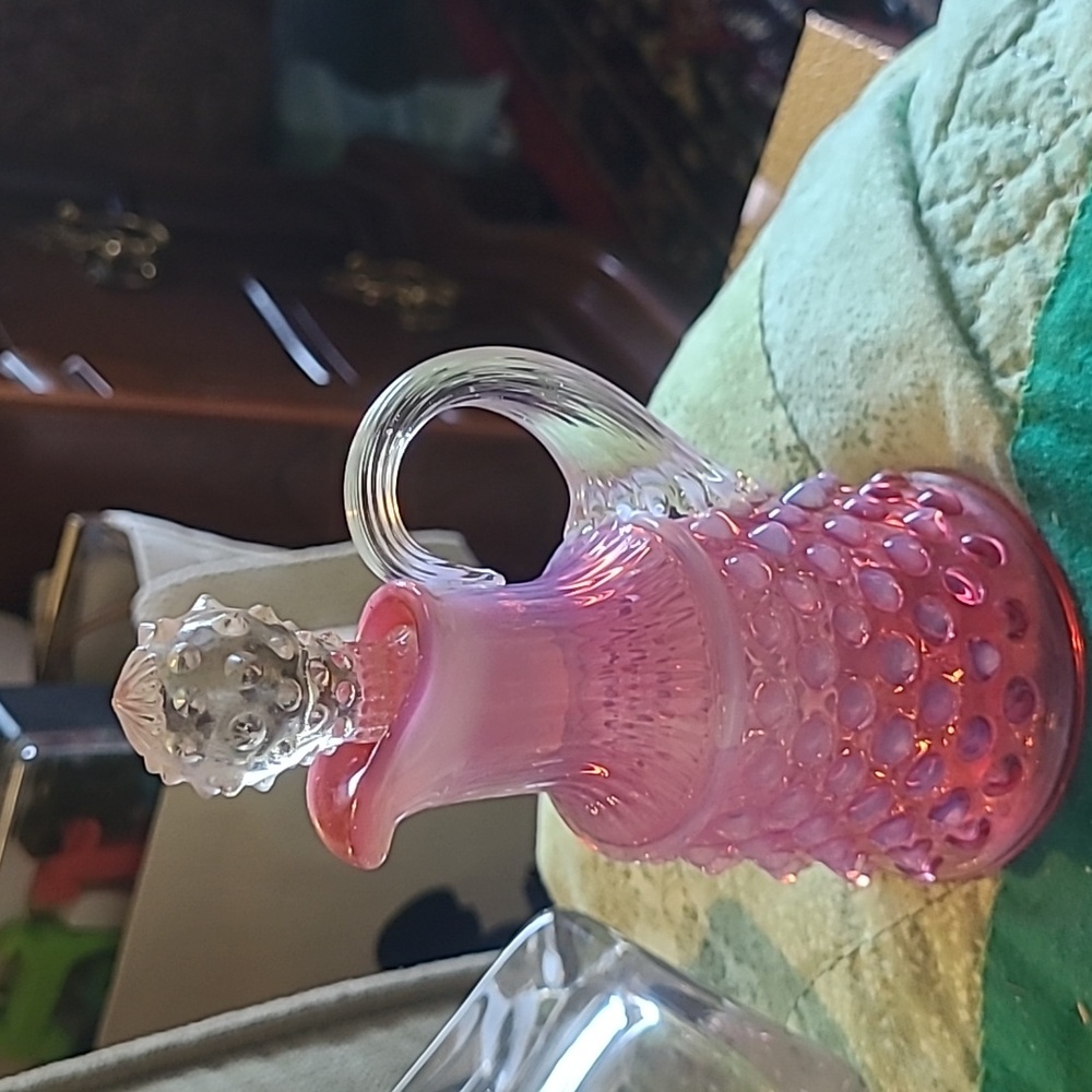 Fenton pink hobnail small cruet